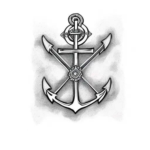 Anchor Cross And A Purple Iris