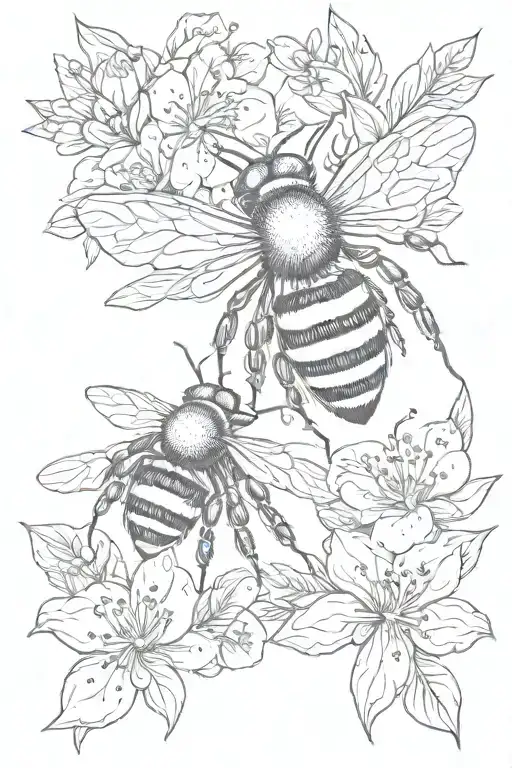 Bee With Flowers