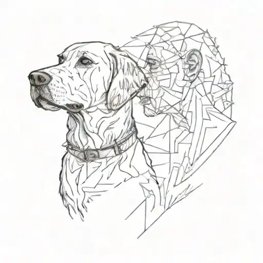 Dog And Man Look At Each Other One