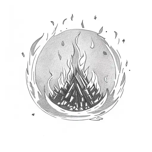 A Bonfire Surrounded By Books And A Dark Souls Logo