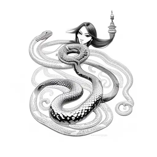 Woman With Snake Between Legs