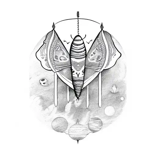 Tarot Card With Moths And Moons