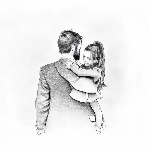 Father And Daugher At Night With Heart Shaped Starts