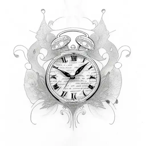 Create A Tattoo Design Featuring A Butterfly And A Clock