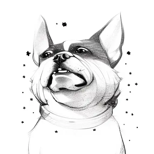 Sketch-style Dog Surrounded By Stars