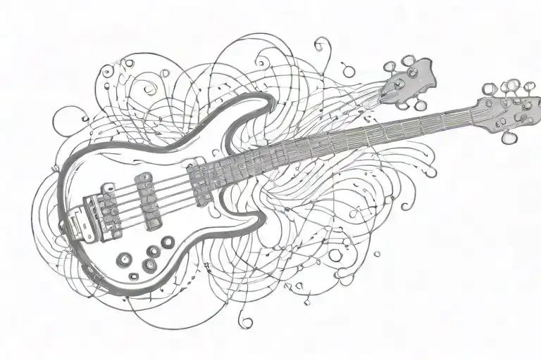 Bass Guitar And Heartbeat Line