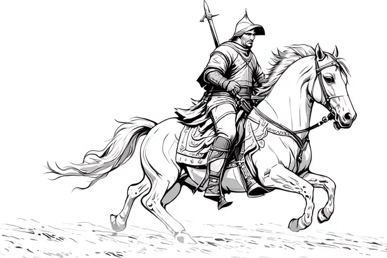 Medieval Warrior Riding A Horse Galloping Lord Of The Rings