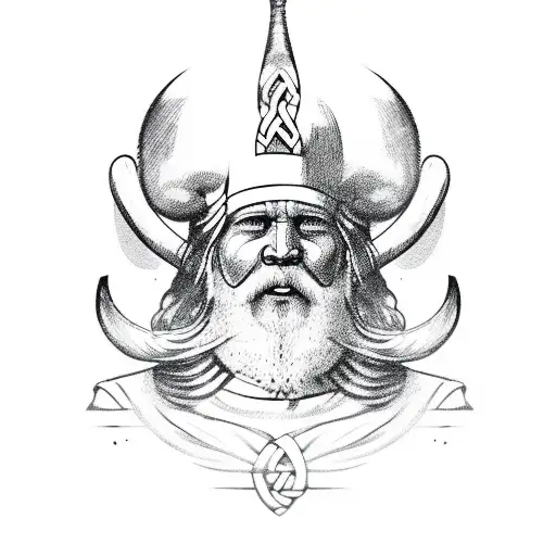 A Chef With Viking Symbols Around Him