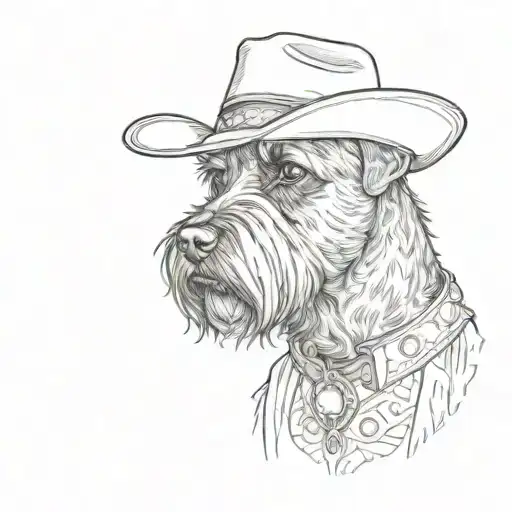 Black Schnauzer Cowgirl Portrait Surrounded