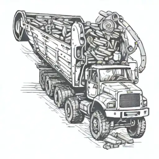Dump Truck Surrounded By Tools