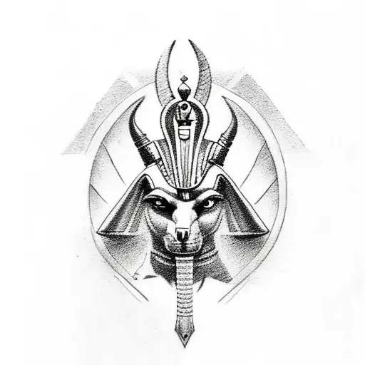 Anubis And Egyptian King Tattoo Design