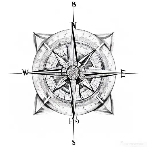 A Compass Adorned With Symbols Representing Various Cultures