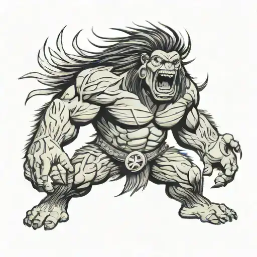 Native American Chief Hulk Monster Roaring Full Body