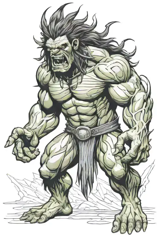 Native American Chief Hulk Monster Roaring Full Body
