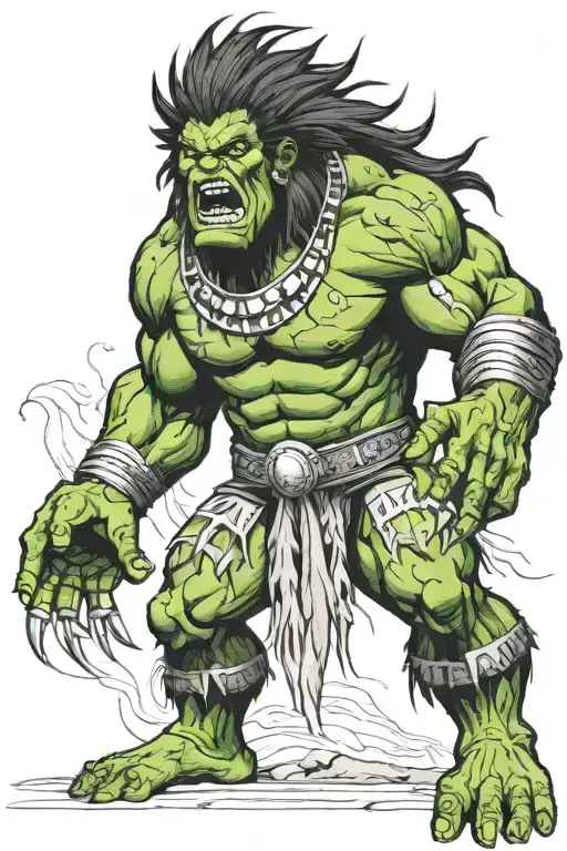 Native American Chief Hulk Monster Roaring Full Body