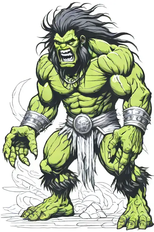 Native American Chief Hulk Monster Roaring Full Body