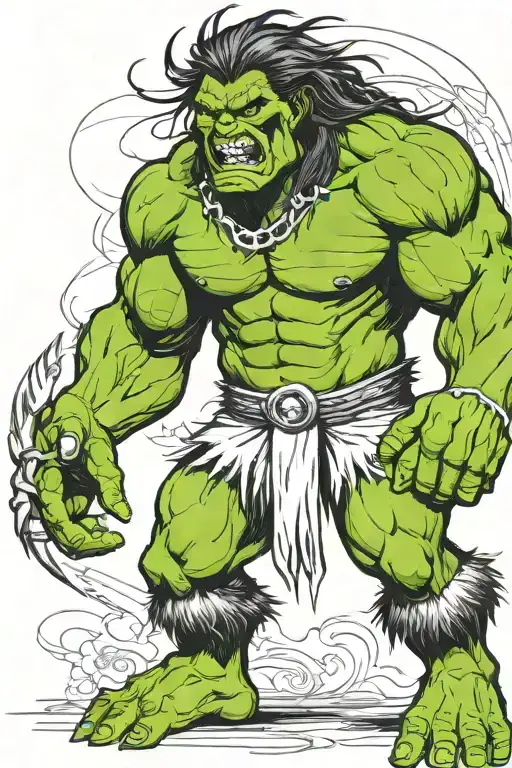 Native American Chief Hulk Monster Roaring Full Body