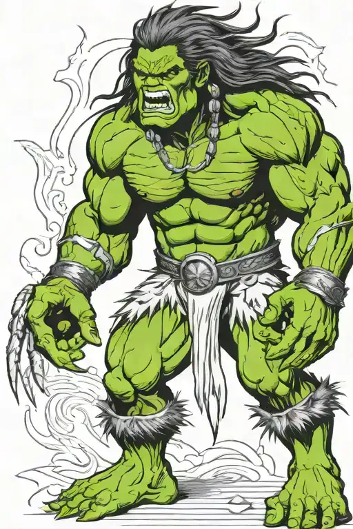Native American Chief Hulk Monster Roaring Full Body