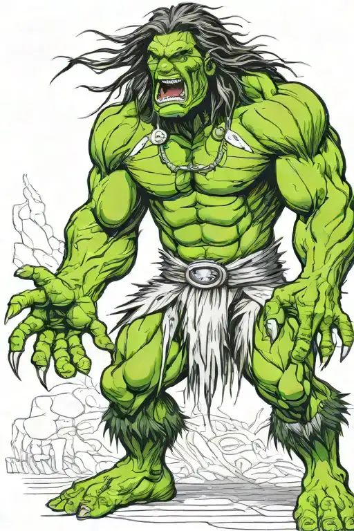 Native American Chief Hulk Monster Roaring Full Body