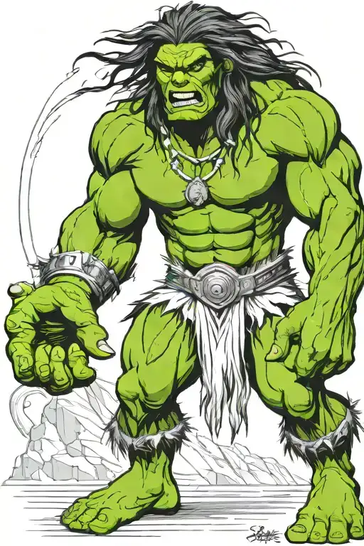 Native American Chief Hulk Monster Roaring Full Body
