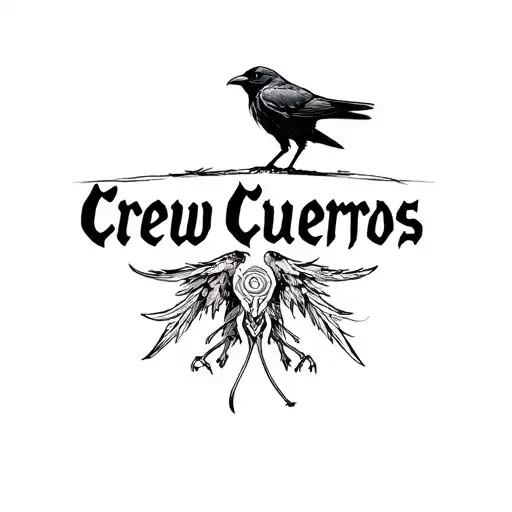 12 Logos With The Name Of Crew Cuervos With A Crow As A Commercial Brand Of Study Of Tattos