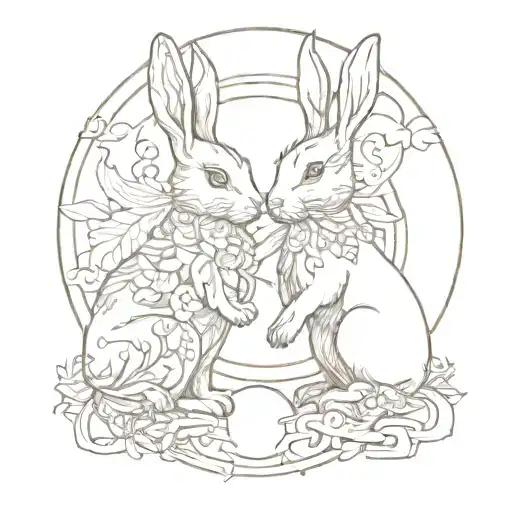 Two Bunnies Between Sun