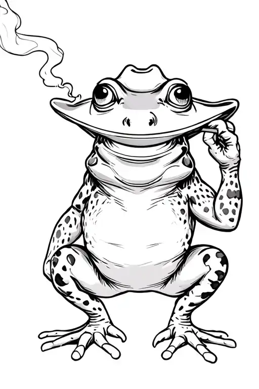 Cartoon Cowboy Frog Smoking