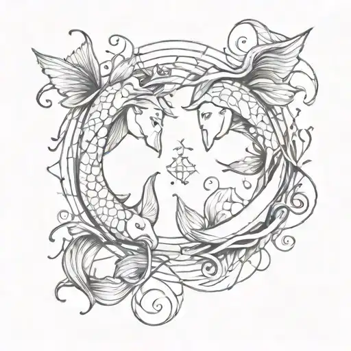 Pisces Zodiac Symbol Intertwined