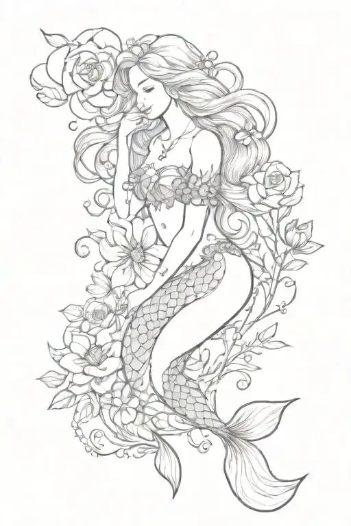 Mermaid With Flowers
