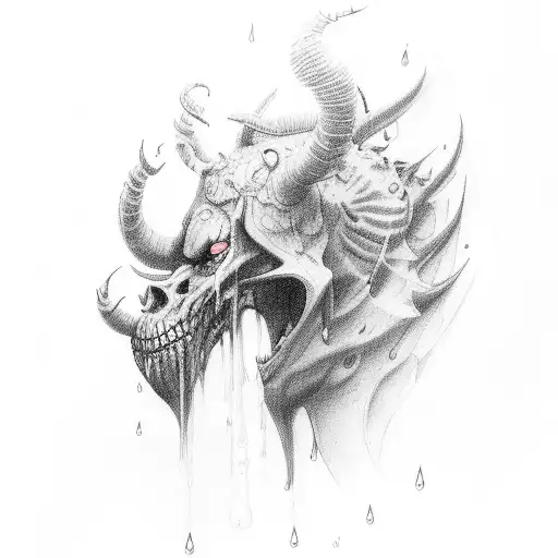 Sad Demon Under Rain Of Pain