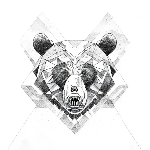 Bear With Mountains And Ravens