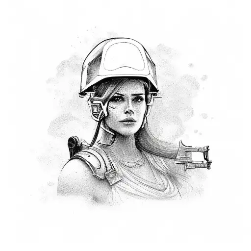 Feminine Warrior With A Construction Helmet And Tools