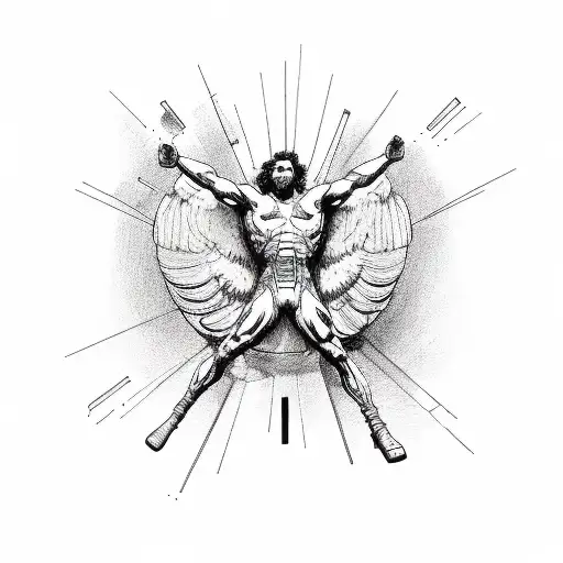 Icarus Flying With Arms Spread Out