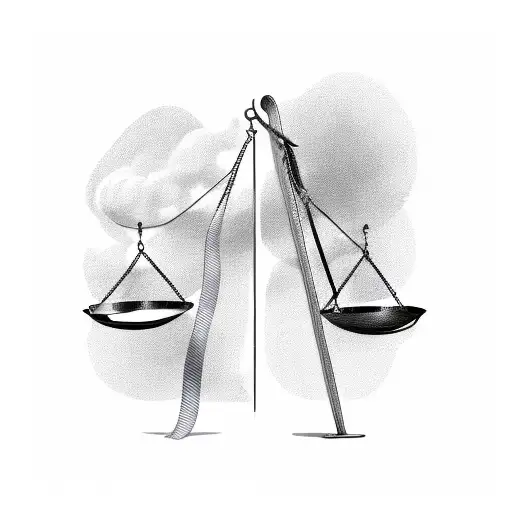 A Lawyer's Scale Of Justice Intertwined With A Cancer Ribbon