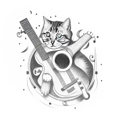 A Tattoo Of A Guitar Made Entirely Of Cats