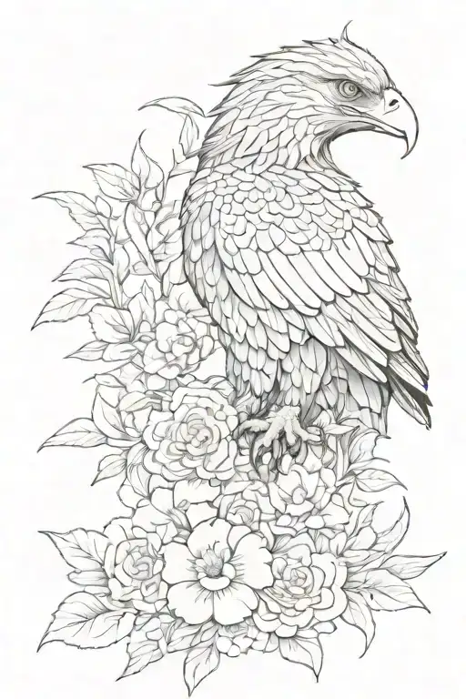 Eagle Under It A Creeping Snake With Flowers