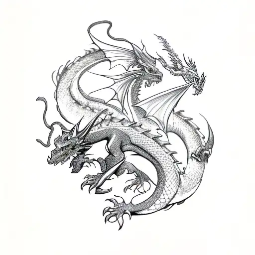 Dragon With Flower And Sword