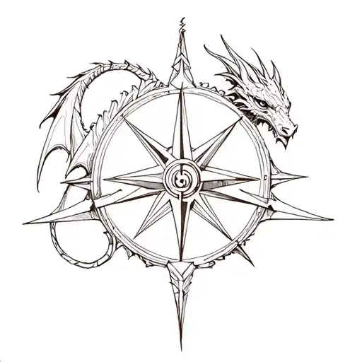 Dragon And Viking Compass Design
