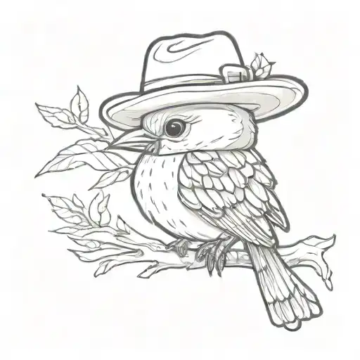 A Cute Bird Wearing A Panama Hat