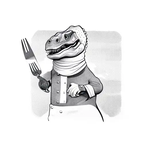 T-rex Chef With A Knife And Fork