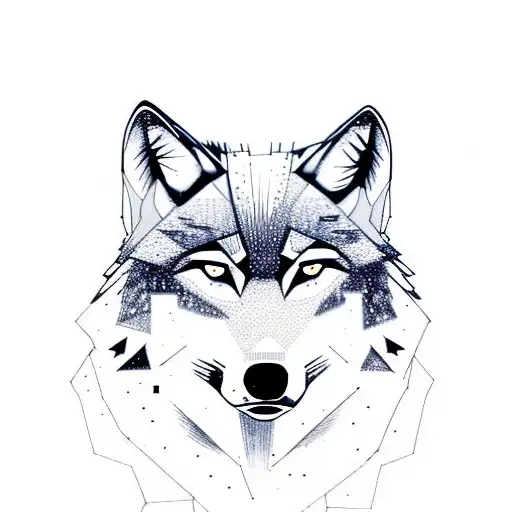 Mountainside With A Wolf And Trees With Moon In Background