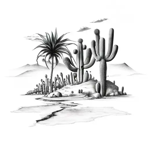 Map Of New Hampshire Below A Compas With A Cactus And Palm Tree