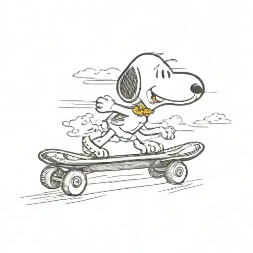 Snoopy Riding A Skateboard