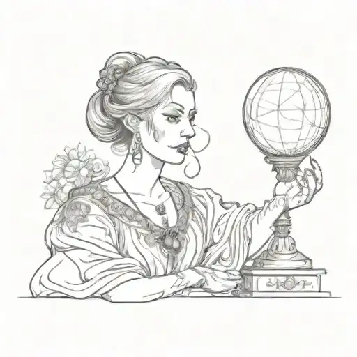 Bust Of Tattooed Woman With Crystal Ball