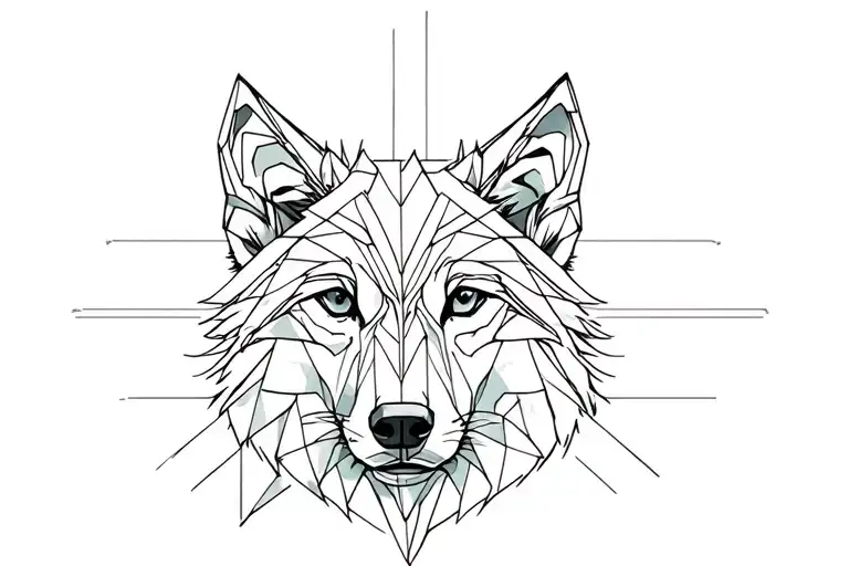 Cabeza Geometric Wolf With Abstract