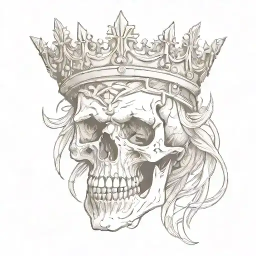 Skull With Crown Some Withered Hair