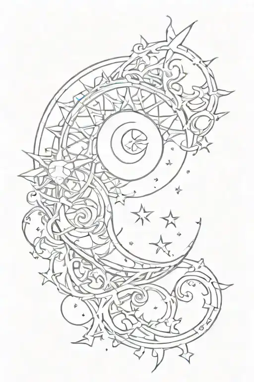 Sun Moon Stars Forming The Shape