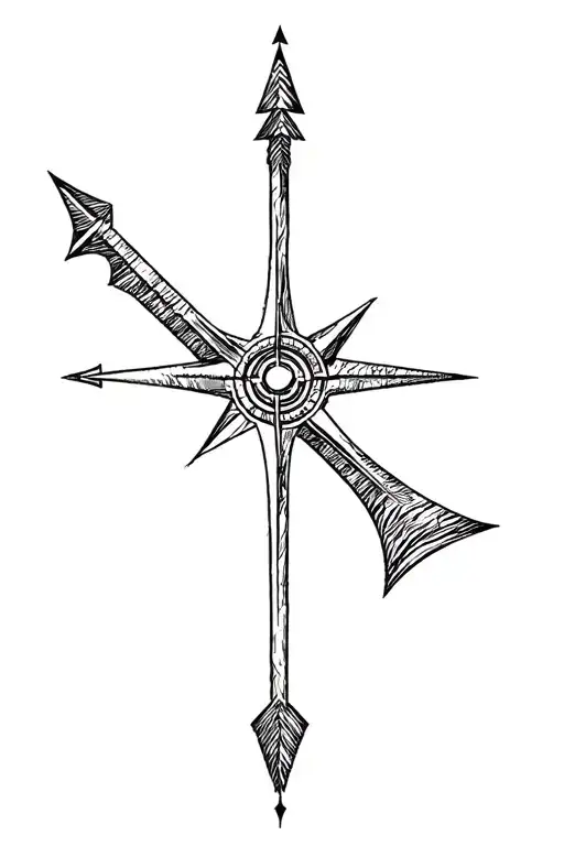 Sketch Arrow And Small Compass