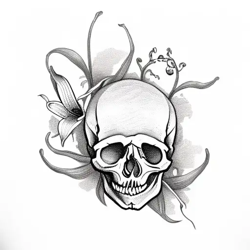 Skull With Lily Of The Valley