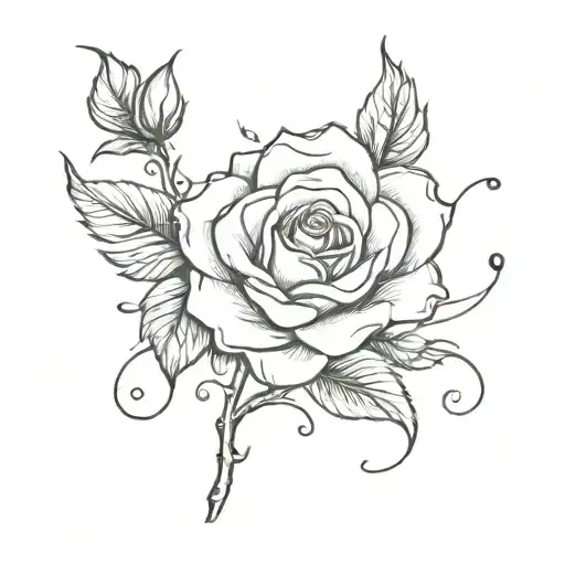 Music Notes Wrapped Around Rose Surrounded